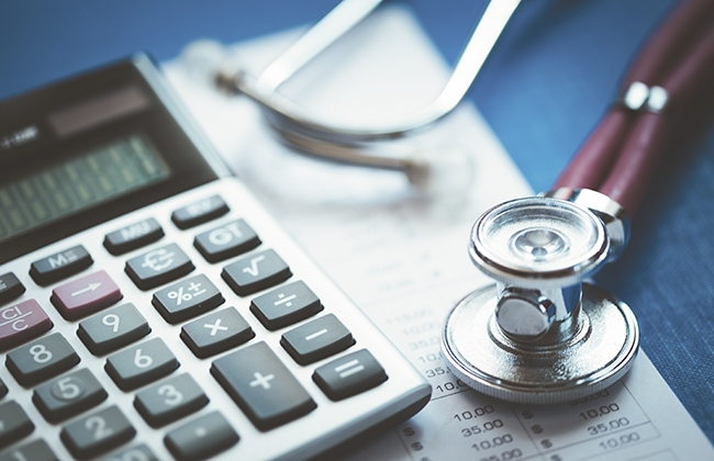 Calculator and stethoscope